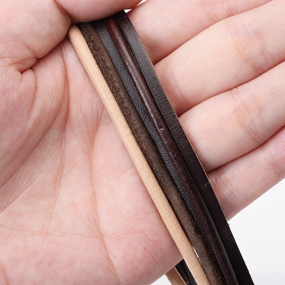 Bracelet en fil de cuir tressé de 5 mètres, cordon rond et plat en cuir, corde à faire soi-même