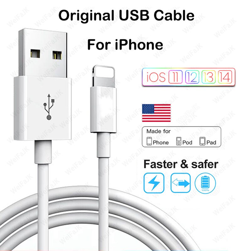 Apple Originele 1m Usb Kabel Voor Apple iPhone 11 12 Pro Max Xs Xr X 8 7 6 6s Plus iPad Data Sync Snel Opladen Kabel Voor iPhone Charger
