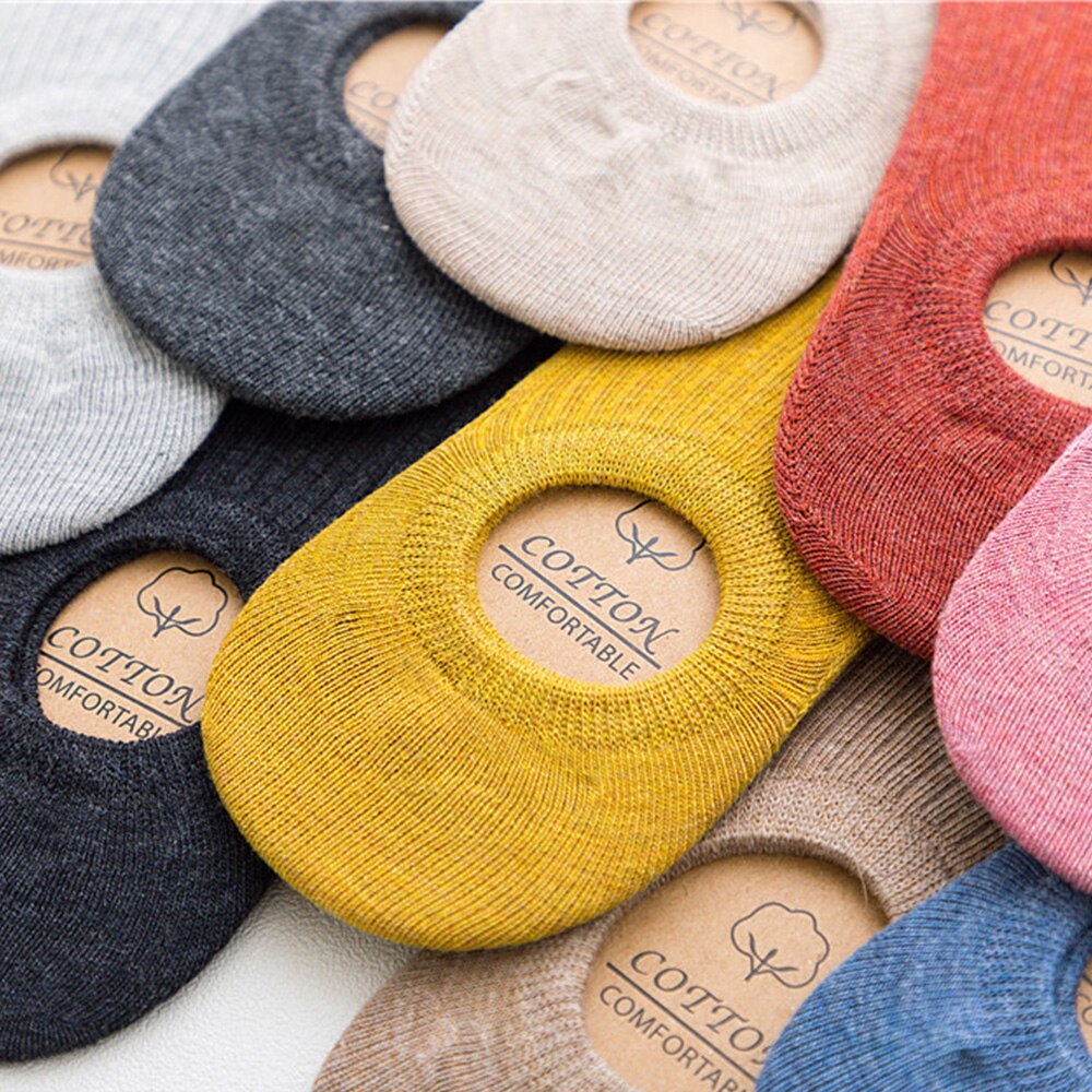 1 Pair Soft Women Socks Solid Color Shallow Mouth Breathable Comfortable Socks Women Cotton Non Slip Boat Cotton Socks