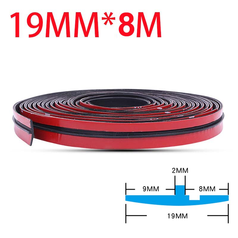 Bil gummi tetningslister 2m bil tak vindu tetting trim frontrute kant beskytter stripe auto gummi tetningsmiddel klistremerker tilbehør: 19 mmx 8m