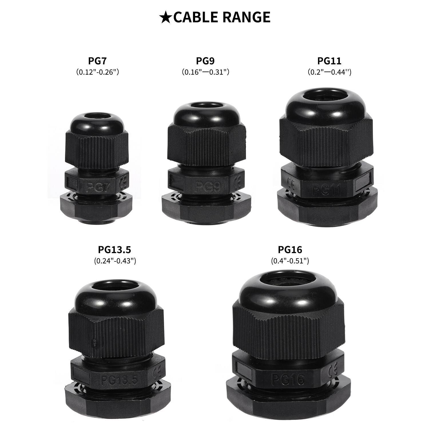 10pcs Seal Nylon Cable Gland Kit Outdoor Waterproof Ip68 Cable Gland Joints Adjustable Locknut Electrical Equipment Accessories