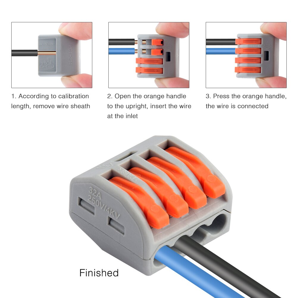 Electrical Wire Connectors Insulated Wiring Terminal Conductor Lever Nut Conductor Compact Wire Connector Plug-in Wire Connector