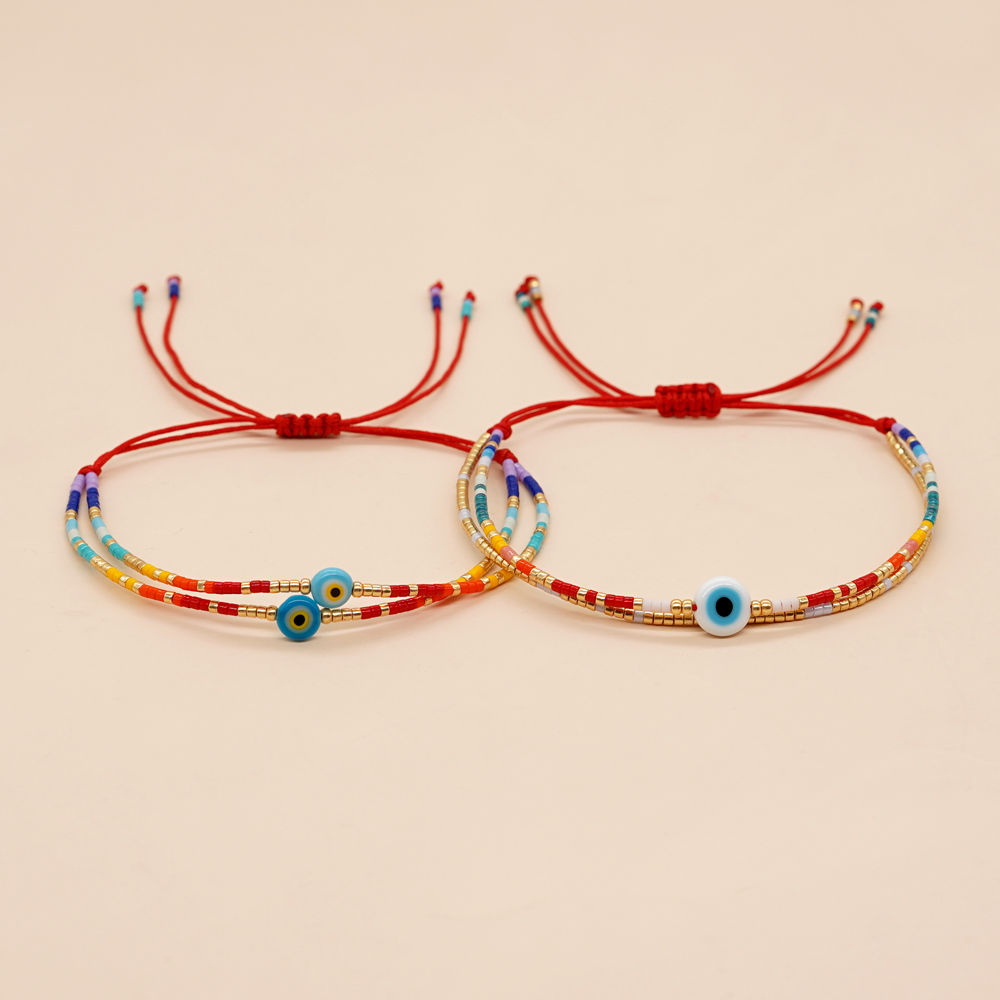 Go2Boho-Pulseras con dijes de cadenas multicapa para hombre y mujer, pulsera de la suerte con cuentas de mal de ojo, cuerda roja, de joyería hecho a mano