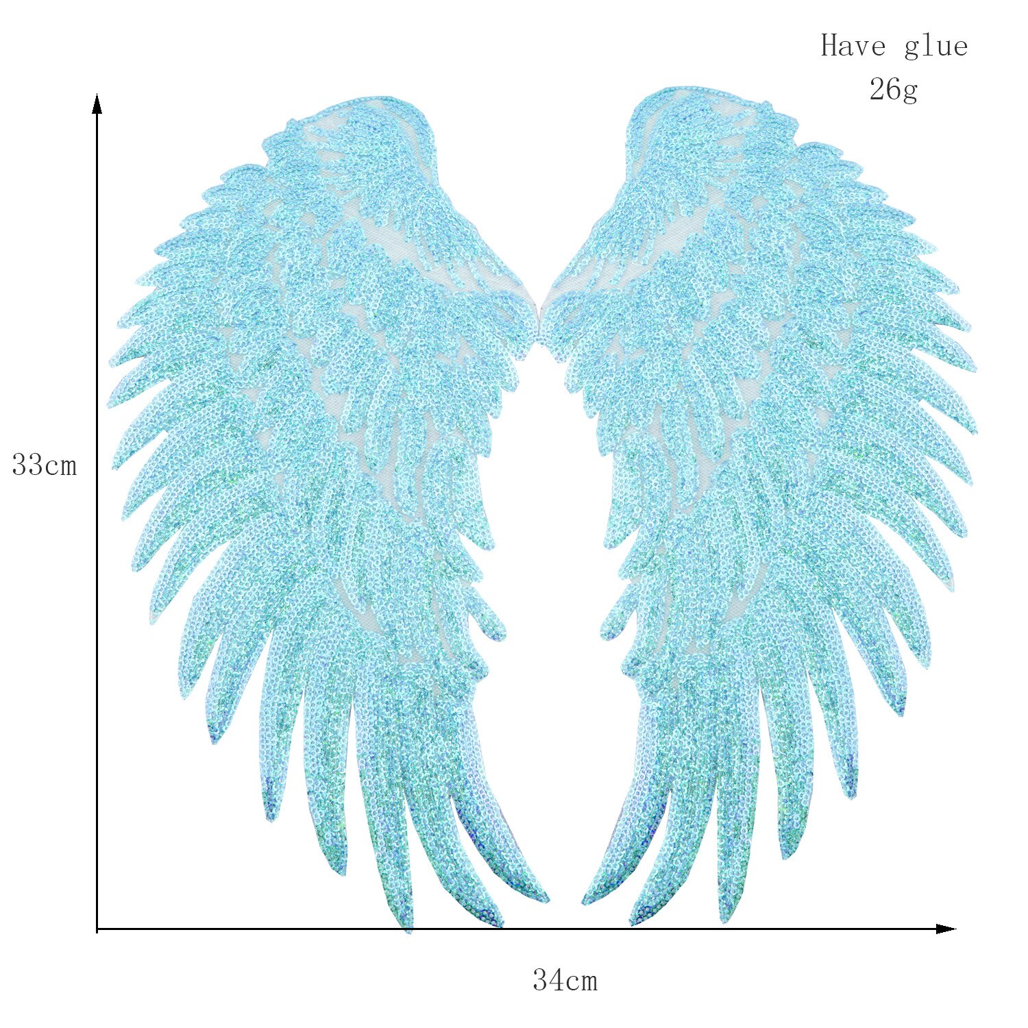 2pcs Angel wing Patches for Clothing Big Patches for Clothing Large Patch Sequin Patch Diy Patch Sequin Applique Iron On: 5