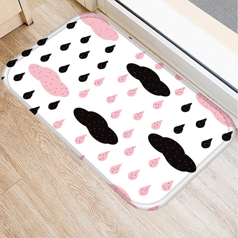 Pink fjer skridsikker dørmåtte køkken indgangsdør måtte ruskind fløjl tæppe dørmåtte farverig indendørs gulvmåtter tæppe 48253: 2dd-48253-008