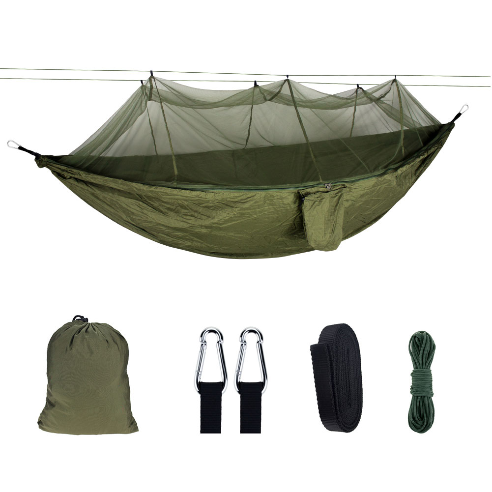 Tragbare outdoor-moskitonetz-hängematte, 210t nylon-anti-moskito-fallschirmstoff, luft-campingzelt, hänge-schlafschaukel