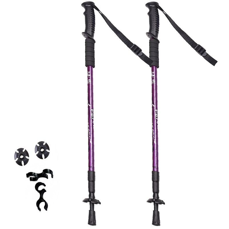 Nordic Walking Sticks, 2 Units Per Lot, Adjustable Trekking Sticks, Scandinavian Telescopic Walking Sticks, Anti-shock Walking: Purple