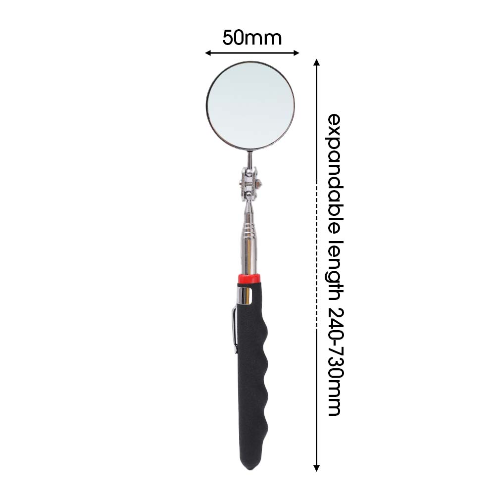 360° Inspection Mirror LED Light Telescoping Mirrors Extend Mechanic Tools Inspection Mirror Telescopic Handle Repairing Tools: black