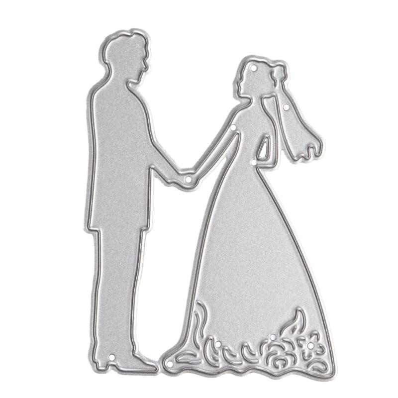 Metal novia novio troqueles de boda plantillas para DIY Scrapbooking diario libro de plantilla de tarjetas de papel de relieve troquelador