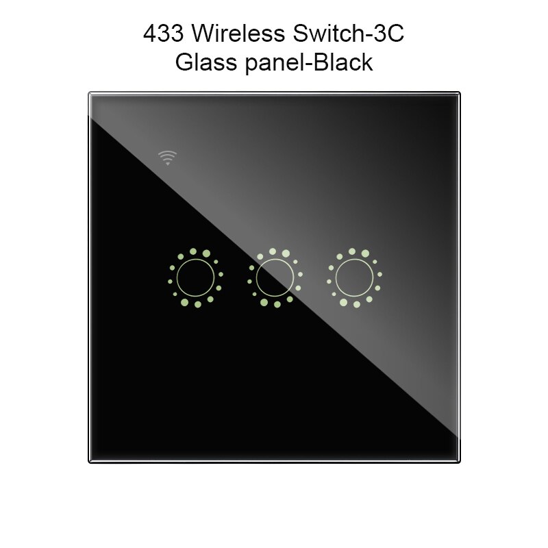 433Mhz Afstandsbediening Draadloze Schakelaar Voor Sonoff T1 Eu Uk Sonoff 4CH Pro R2 Slampher 433.92Mhz Rf Afstandsbediening control Light Switch: Glass black 3c