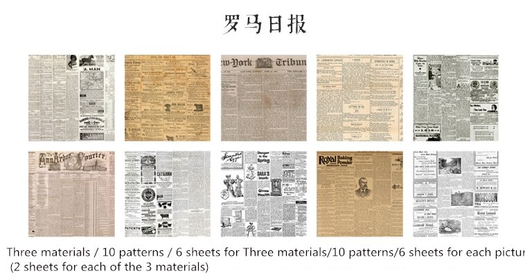 60PCS/bag Vintage Old Newspaper Series Mixed Material Package DIY Scrapbooking Junk Base Collage Wrapping material paper: A  60sheets 1bag