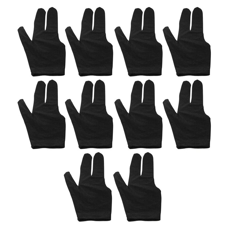Gants de billard 3 doigts, 10 pièces, pour mains gauche et droite, pour queue de billard: Default Title