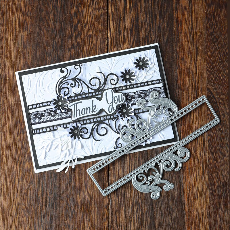 YaMinSanNiO Flower Border Metal Cutting Dies Banner Dies for DIY Scrapbooking Craft Card Embossing Die Cut Template Stencil