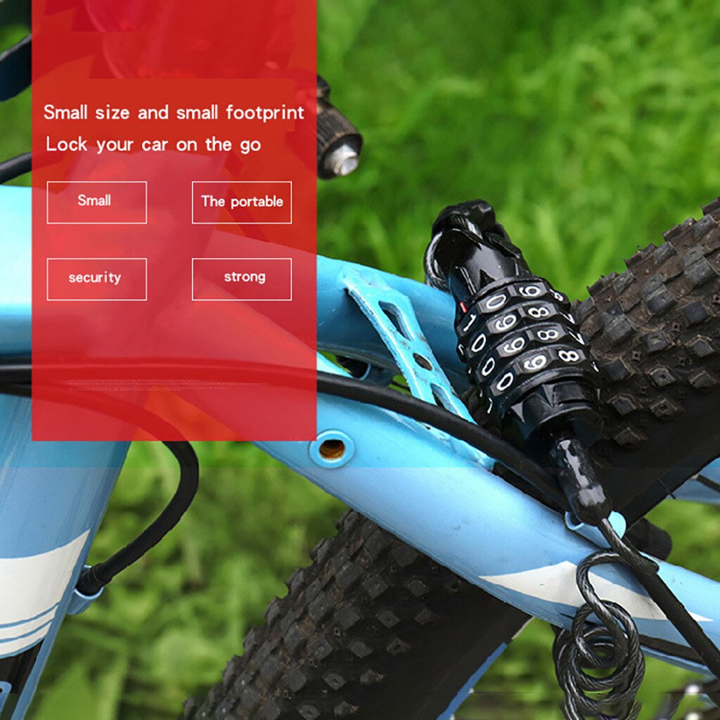 Bicycle lock Password Device Anti-Theft Durable 4 Number Long Spring Wire Bike Motorcycle Riding Safety Accessories Bicycle Lock