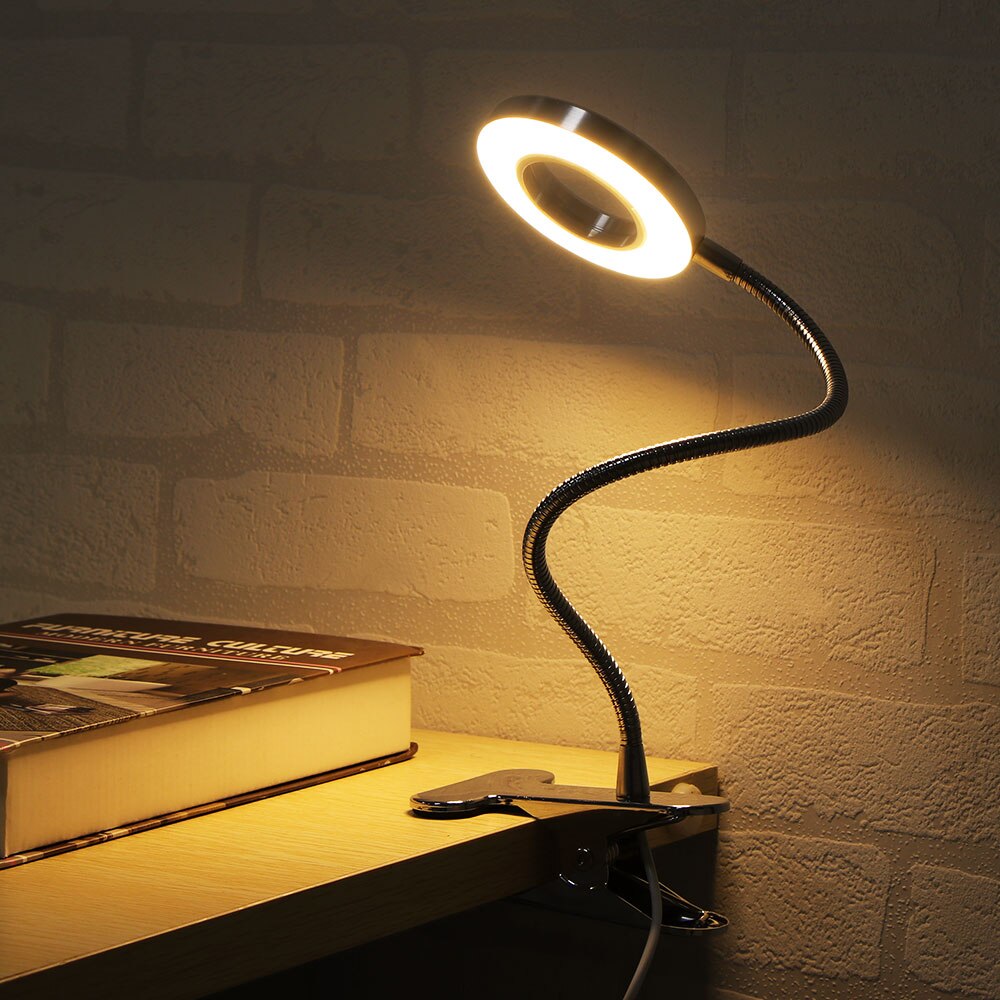 USB LED Lesen Lampe Buch Licht Flexible LED aluminium Tisch Touch Auf/Off 10 Ebenen Dimmbare Nachtlicht Clip- auf Lampe