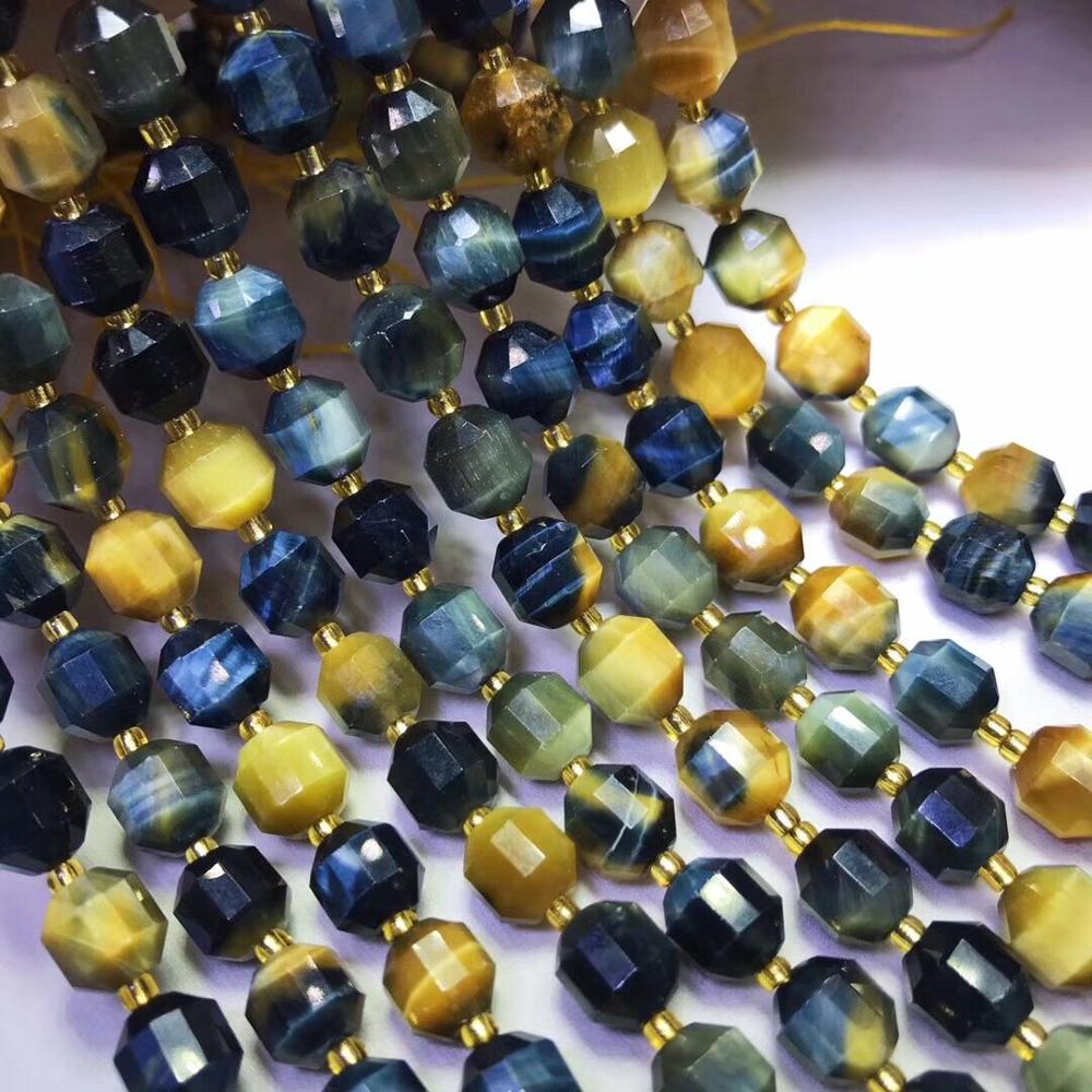 Lose perlen blau TIGERAUGE runde faceted 9-10mm 14 zoll für DIY schmuck machen FPPJ perlen natur