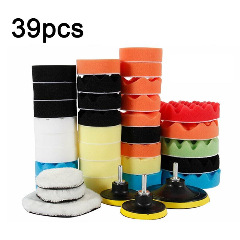39Pcs Auto Polishing Pads Kit Buffing Pads Car Care Polisher Tool Waxing Polishing 2 in 1 Set