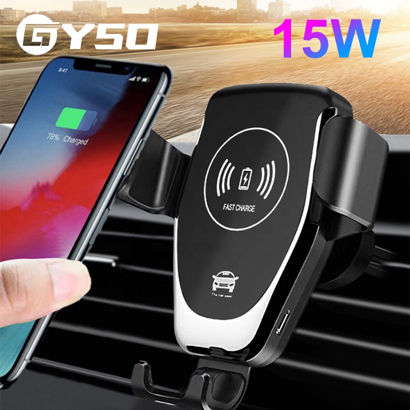 Gyso 15W Snelle Qi Wireless Car Charger Mount Quick Lading Telefoon Autohouder Voor Iphone 11 Pro Xs max Xr Draadloze Opladers