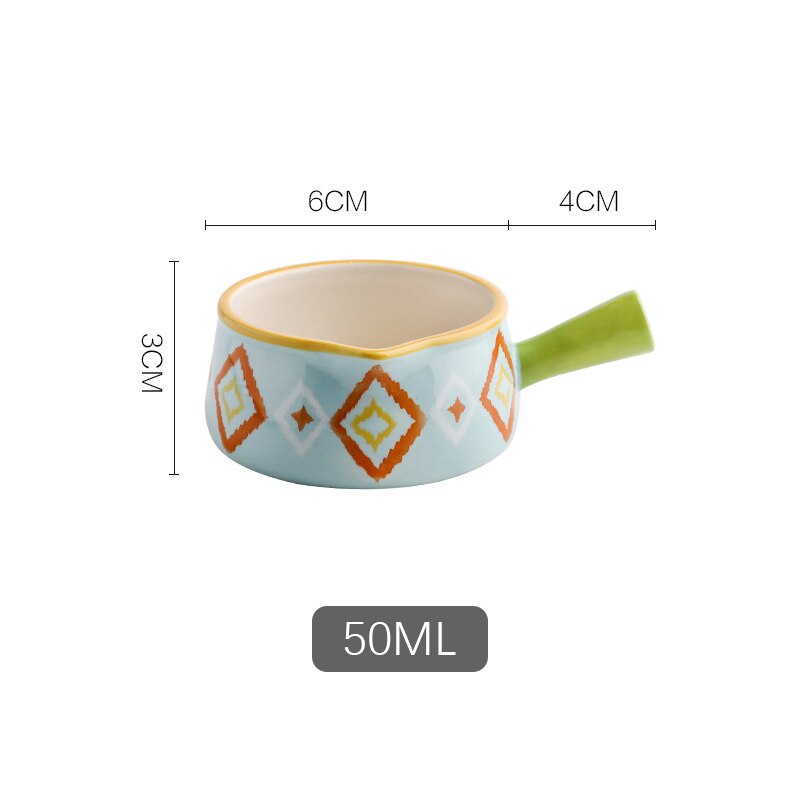 Ceramic Mini Milk Jug With Handle Japanese Sauce Saucer Coffee Sugar Bubble Pot Flower Pattern Kitchen Tableware: K