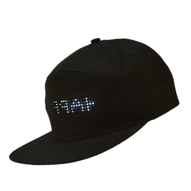 Led smart cap mobiltelefon app kontrollert display skjerm caps party club baseball sports hatt*: Svart