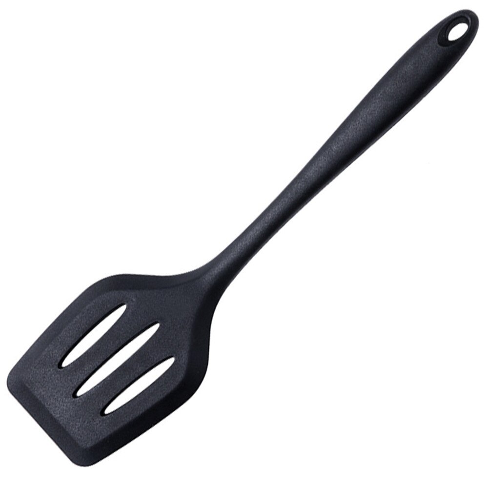 Silicone Flexible Spatula Turner Wide Non Stick Pancake Turner with Stainless Steel Handle Cooking Turner: black