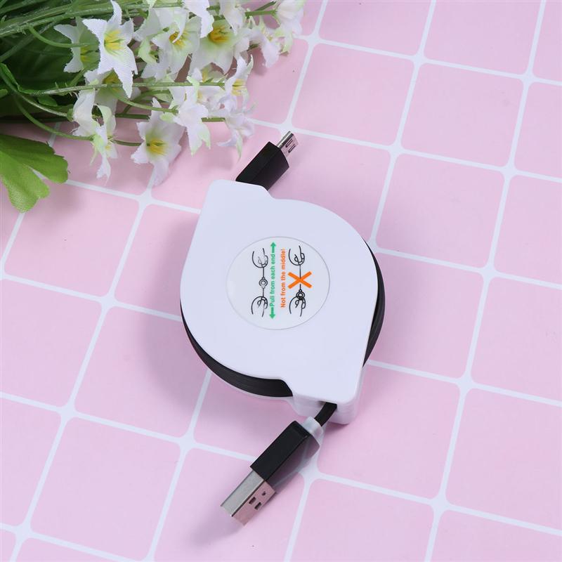 2m USB Charging Cable Retractable Fast Charging Cord Portable High Charger Cable for Android Phones (Black)