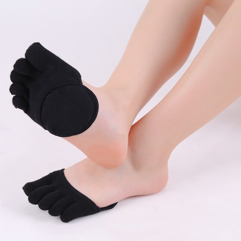 3 Pairs Women Socks Sponge Silicone Anti-slip Lining Open Toe Heelless Liner Sock Invisible Forefoot Cushion Foot Cotton Pad