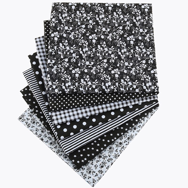 Nanchuang 7pcs/Lot Black Thin Cotton Fabric Low Density Patchwork Cloth DIY Handmade Sewing Tissue Needlework Pattern 50x50cm