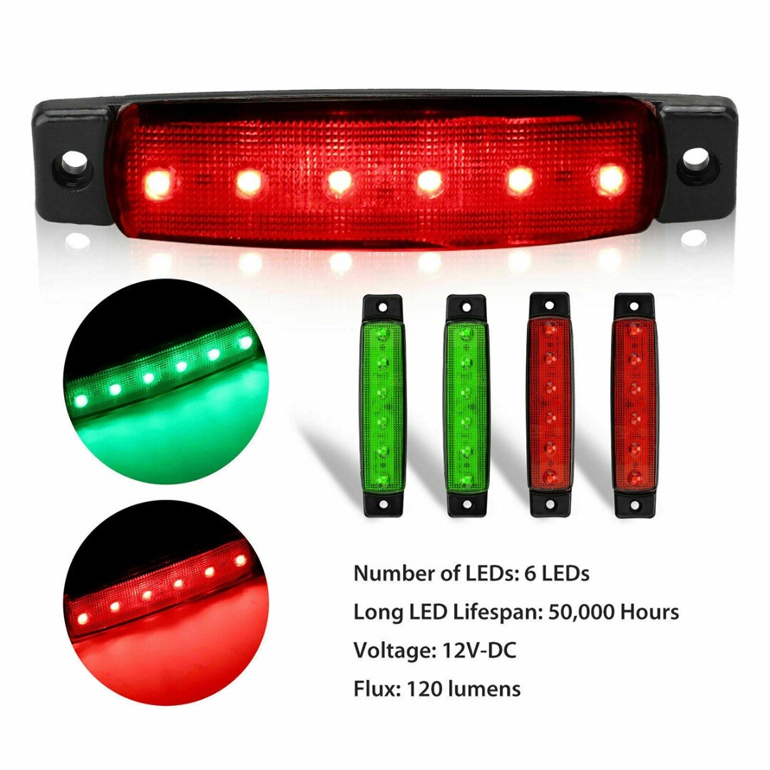 4 stk 6 led rød grøn bådnavigation led lys signal agterlys båd styrbord lampe 120lm til bil auto lastbil tilbehør dele