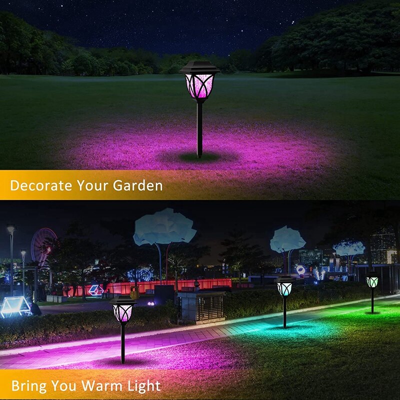 6 Pack Kleur Veranderende Zonne-verlichting Outdoor Tuin Decor,Auto On/Off Solar Pathway Lichten Buiten Waterdicht