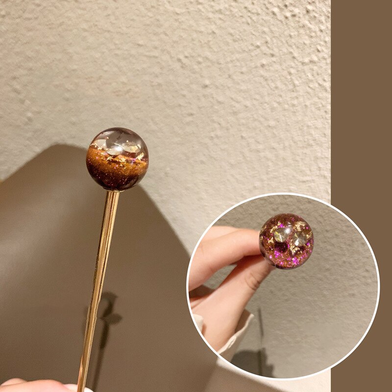 Horquilla de pelo de estilo japonés para mujer, horquillas de Metal hechas a mano de aluminio dorado con cielo estrellado, accesorios para el cabello,: 6