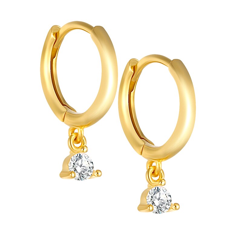 ROXI Luxury Female Zirconia Hoop Earrings for Women CZ Crystal Round Circle Earings Jewelry Korean Earrings Summer: Gold