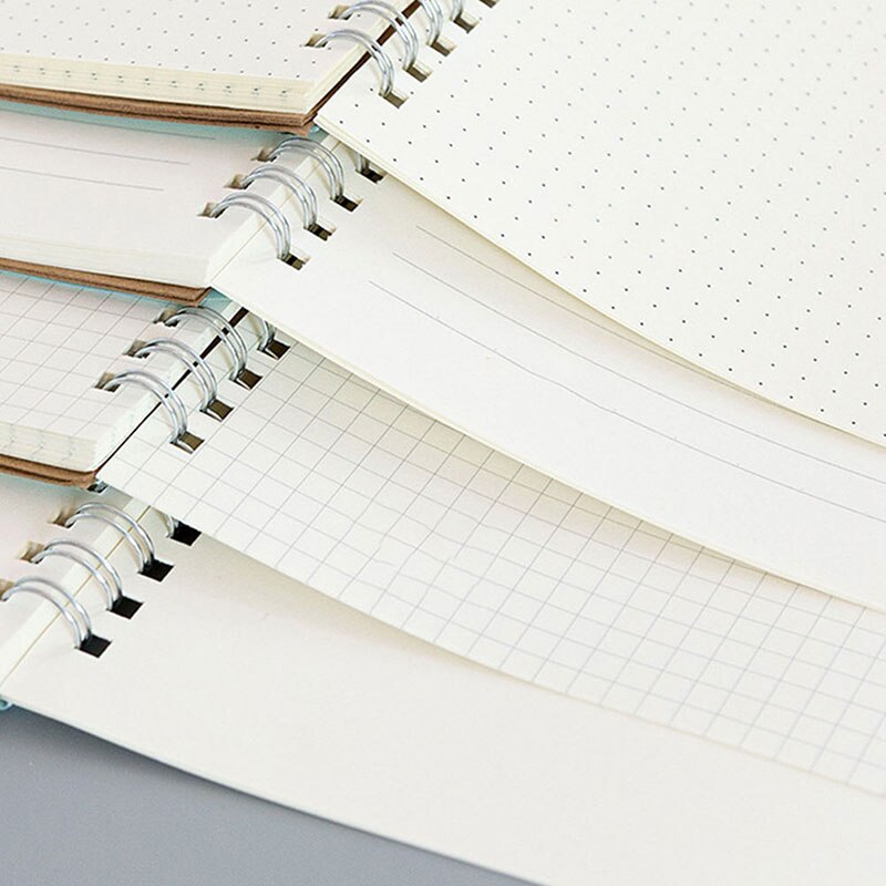 Agenda A5 Spiral Notebook Daily Planner Grid Dot Blank Line Kraft Paper DIY Sketchbook Office Supplies Stationey