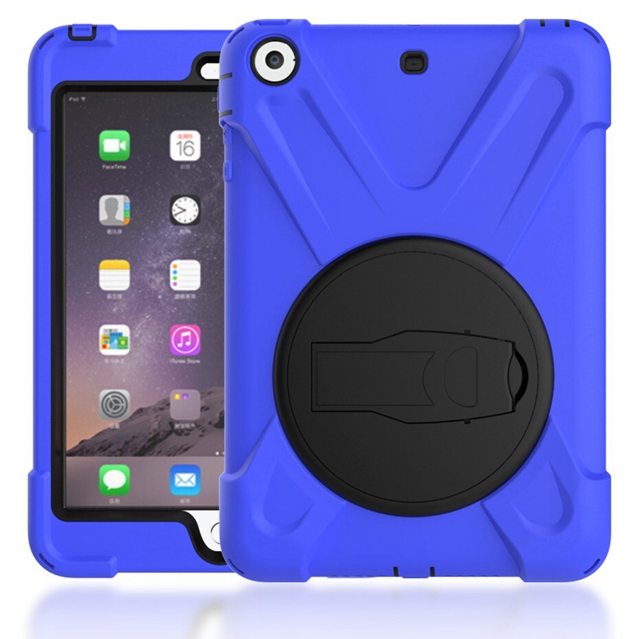 Funda para iPad mini 1 2 3 de mano a prueba de golpes funda de cuerpo entero con mango y soporte para carcasa de ipad mini capa funda: Azul