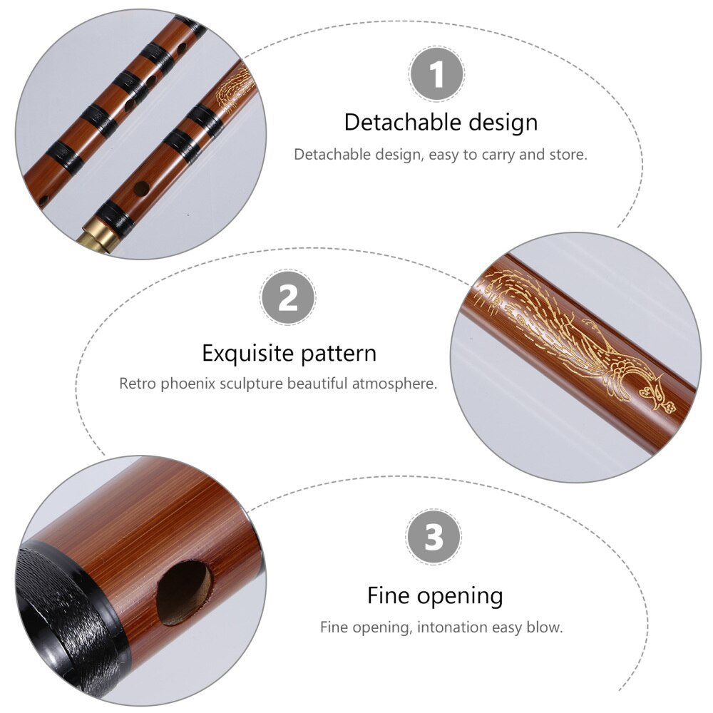 1 Set Bamboo Flute Playing Flute Classic Musical Instrument (Key)