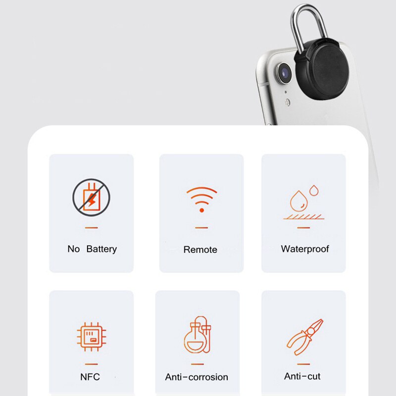 NFC APP Bluetooth Keyless Padlock Nonelectrically Smart Security Anti-Theft Waterproof Rustproof Cabinet Door Lock For Luggage