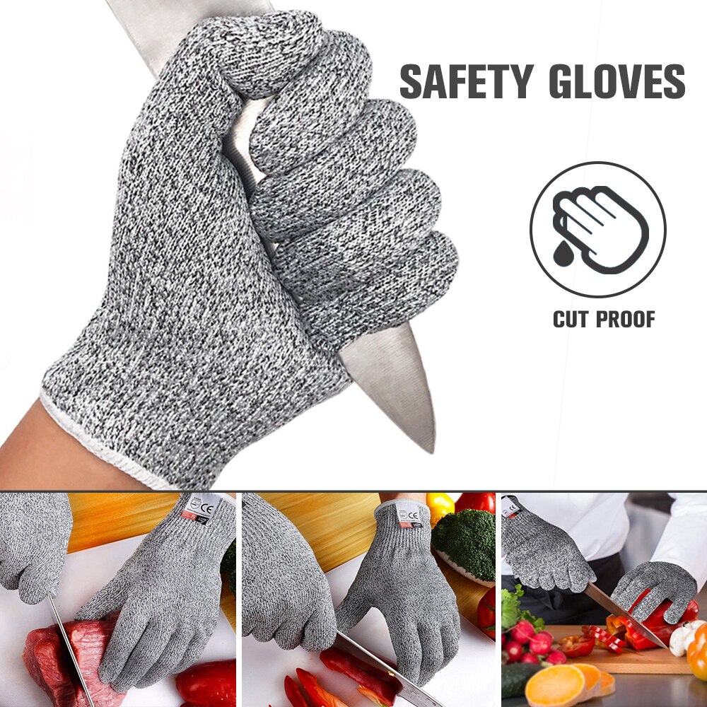 Guantes de seguridad resistentes al corte, par de guantes de trabajo anticortes, transpirables, de carnicero, cocina, para cortar carne de pescado