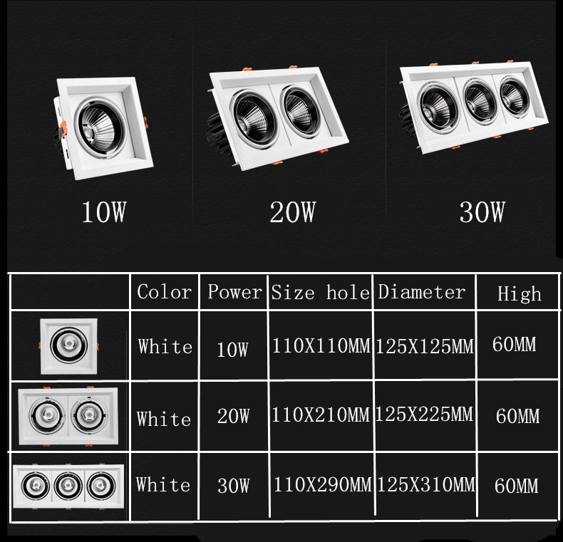 LED-Downlight-Stelle, LED-Deckenleuchte, hochwertig, dimmbar, AC110 V/220 V, 5 W, 10 W, 20 W, Einbauleuchte, Spotlicht, LED-Kolben-Downlights