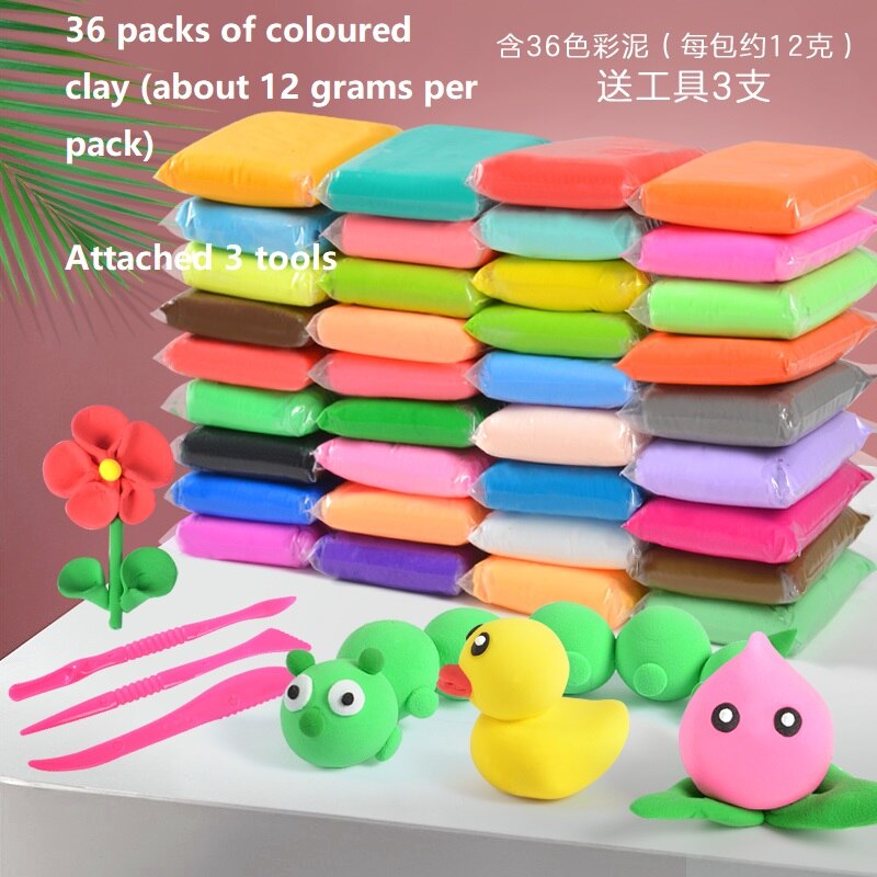 36 kleuren Playdough Air Droge Klei Polymeer Caly Gereedschap Modellering Licht DIY Plasticine Leren Kinderen Speelgoed Plasticine Zachte Blauwe Klei