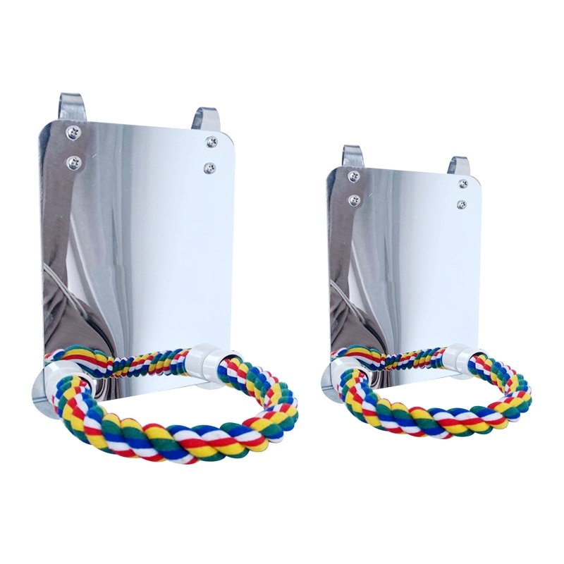 Acryl Vogel Spiegel Met Touw Zitstokken Vogel Speelgoed Schommel Comfy Baars Voor Parkiet