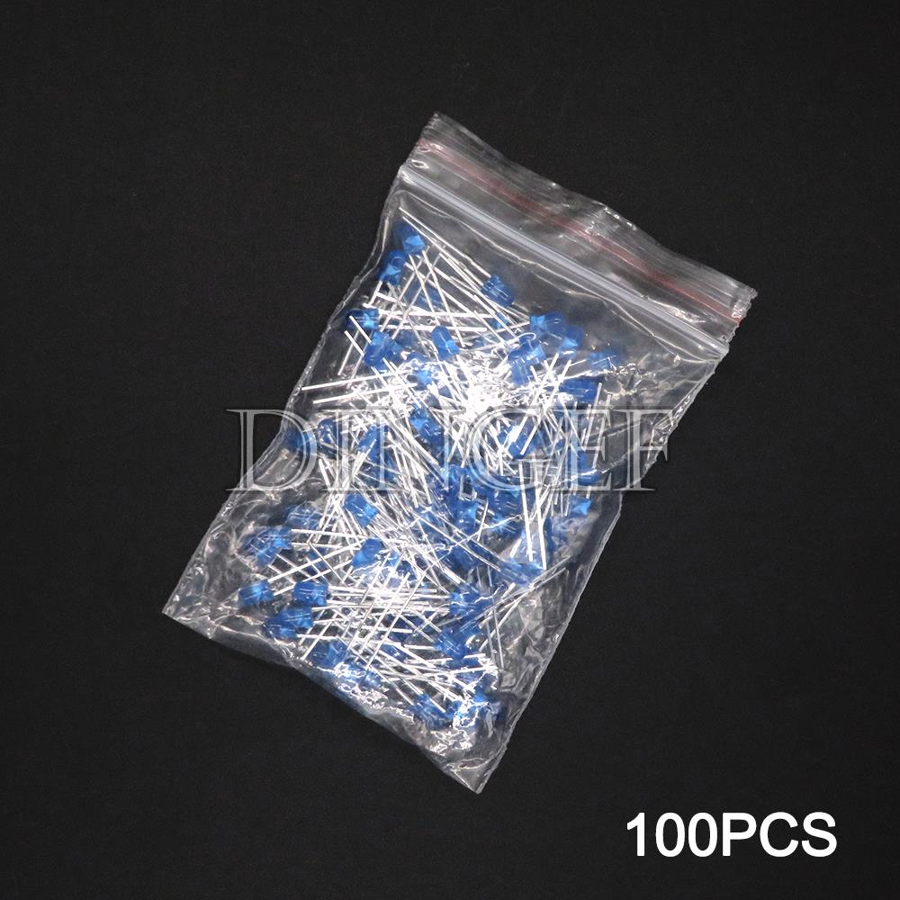 100PCS 3mm 5mm LED Diode F3 F5 Assorted Kit White Green Red Blue Yellow Orange Pink White DIY Light Emitting LED Diode Connector