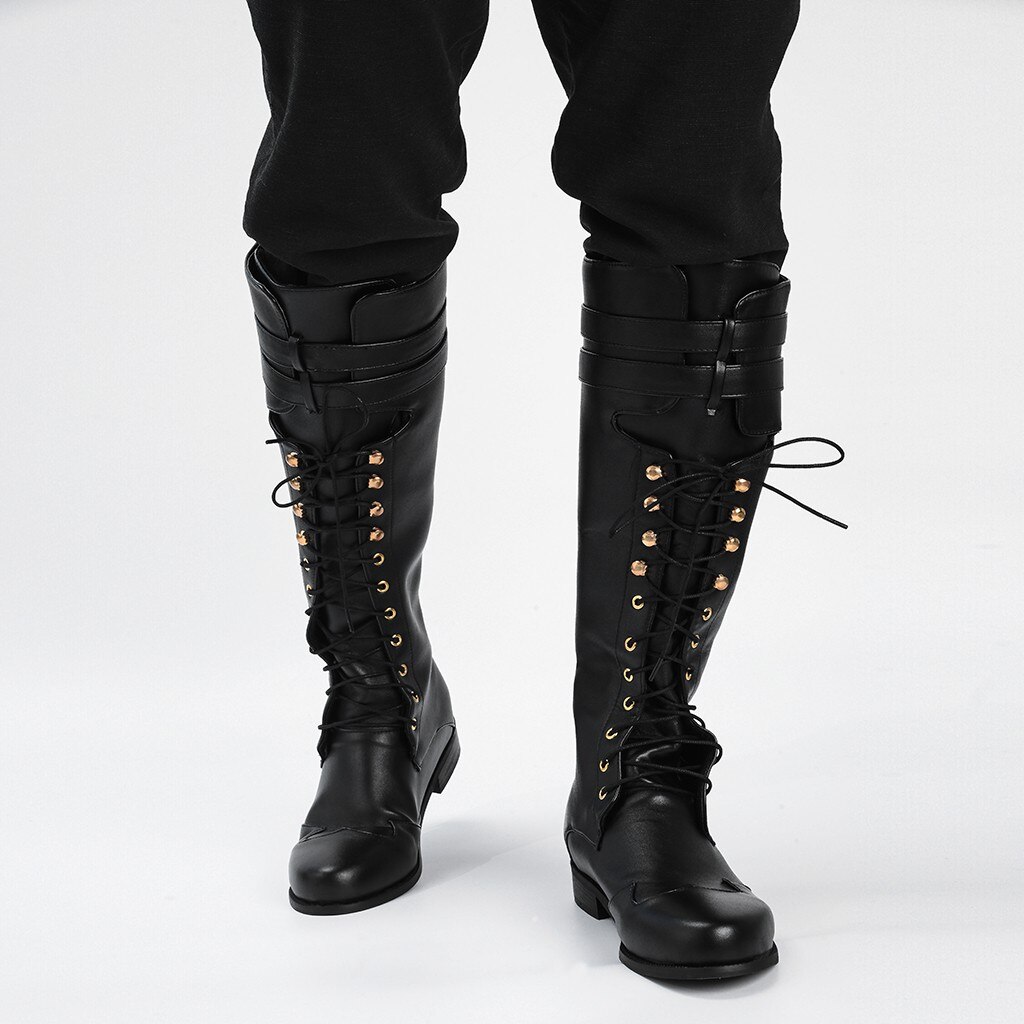 Herre retro cool snøre støvletter mandlige sko vinter lang western under knæ ridder stil klassiske motorcykel støvler botas hombre