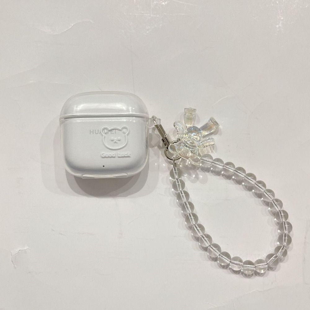 Transparent Earphone Protective Case Bracelet Key Chain Shockproof Bluetooth Earphone Case Portable for HUAWEI FreeBuds SE2: Khaki
