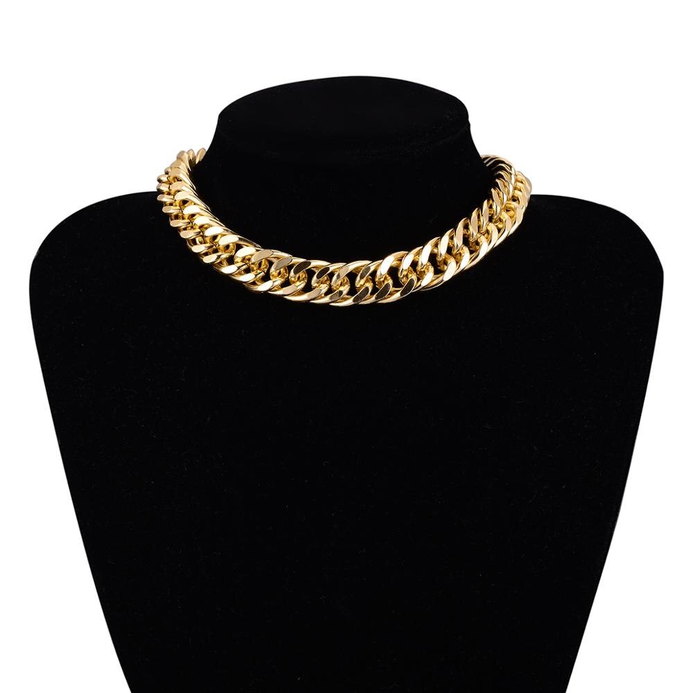 Curb Cubaanse Miami Chunky Dikke Ketting Choker Ketting Voor Vrouwen Mannen Verklaring Punk Hip Hop Hals Kraag Sieraden Goud Kleur ketting: style 3