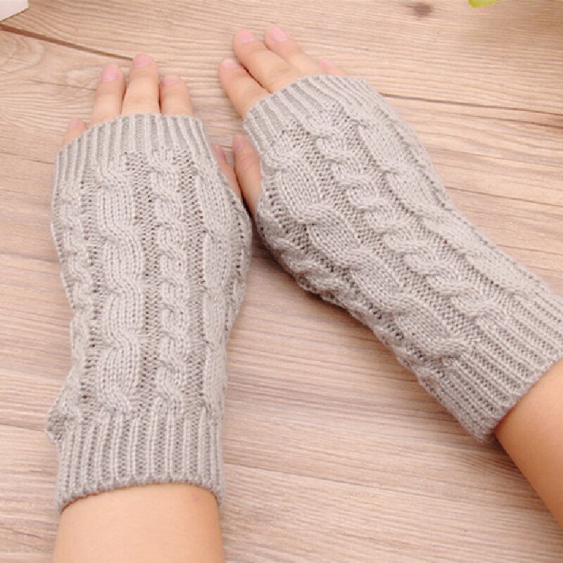 Guantes de punto de ganchillo para mujer, manguitos sin dedos, de manga corta, Guantes cálidos, para invierno