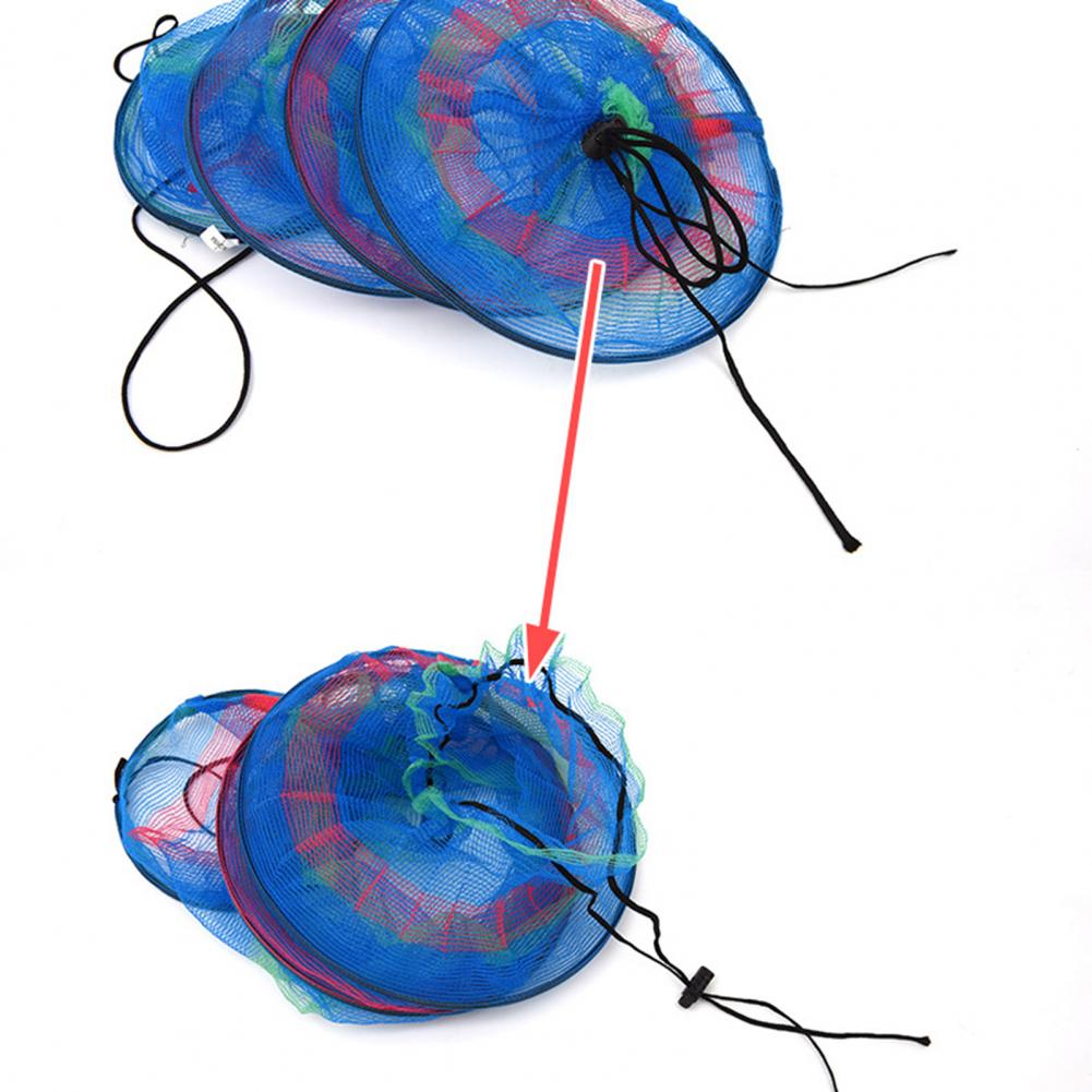 Portable Foldable 3 Layers Nylon Fishing Net Cage Container With Drawstring Outdoor Fishing Underwater Storage Of Fishing Nets
