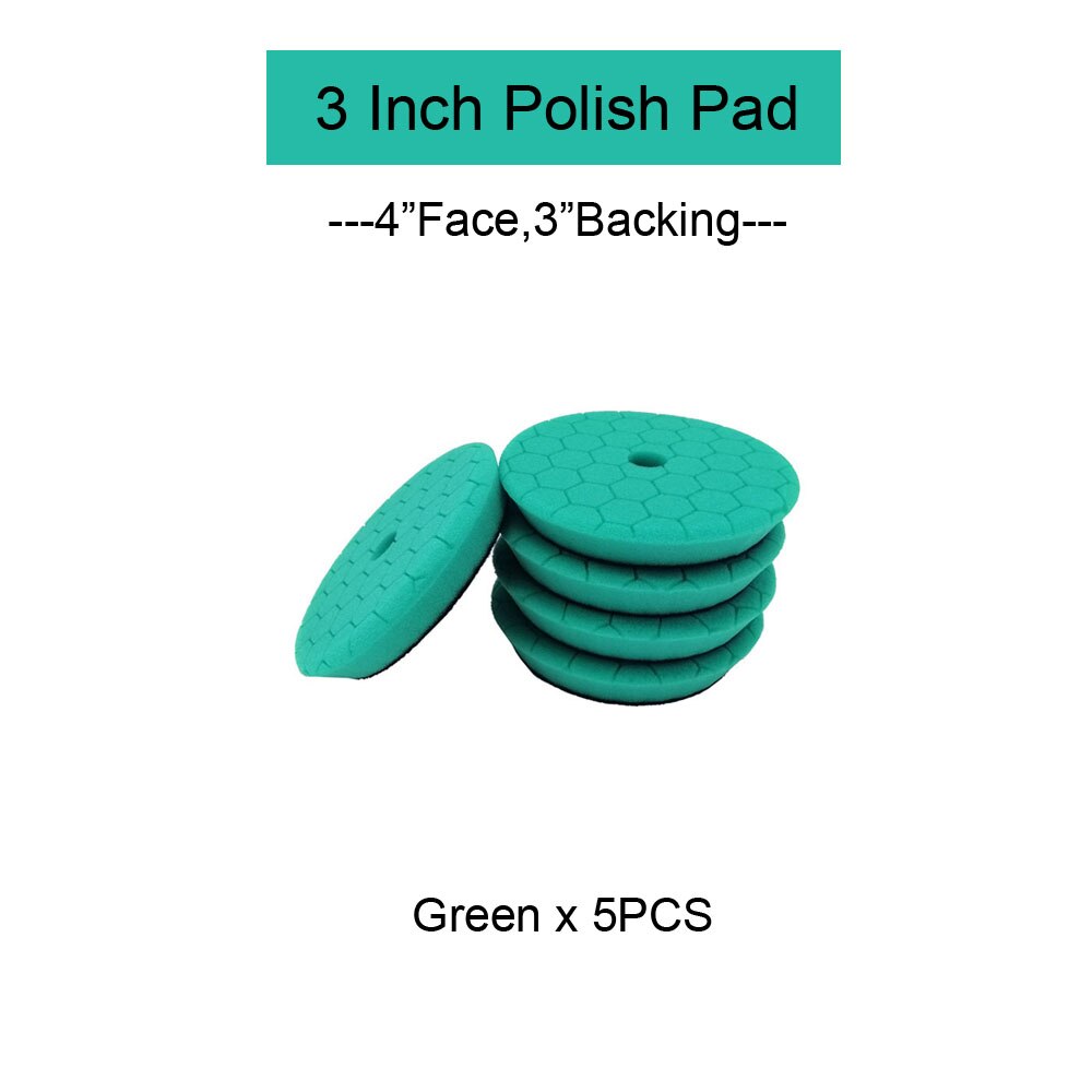 HUTU 3/5/6 Inch Sponge Polishing Pad Waxing Buffing Pads Kit Glossy Pad 125mm Car Headlights Polishing Disc For RO/DA Polishier: 3inch Green x5pc