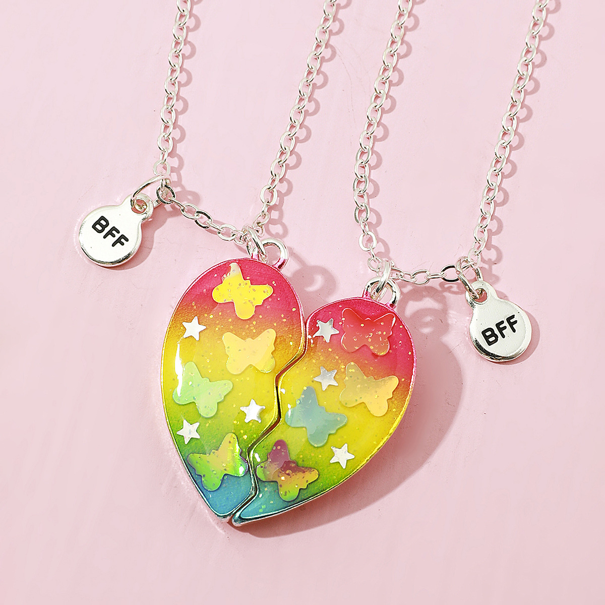2PCS/Set Cartoon Cat Shape Pendant Chain Best Friends Necklace BFF Friendship Children's Jewelry for Girls: Style 13