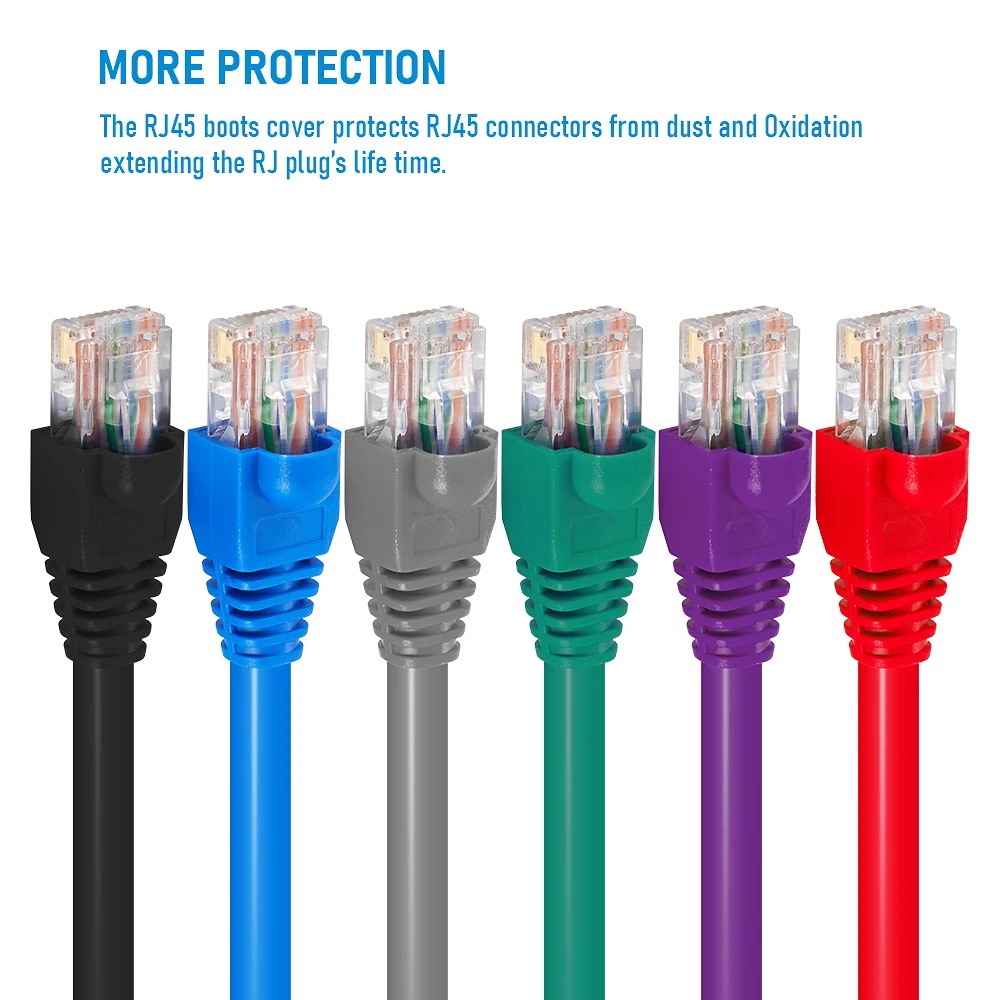 Blandet farve cat 5e cat 6 rj45 ethernet netværkskabel trækaflastningskapper kabelstik stikdæksel