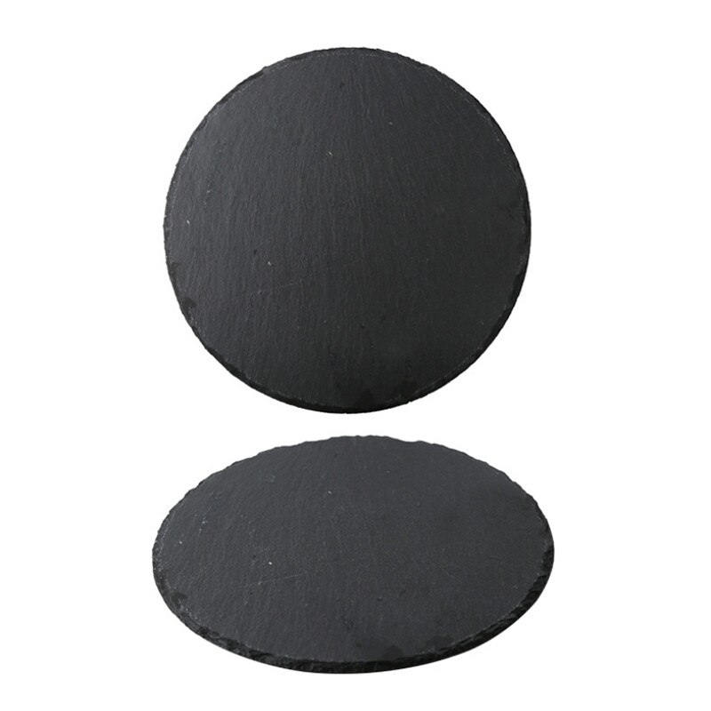 Round Natural Slate Dinner Plate Kitchen Steak Pasta Sushi Dish Restaurant Food Saucer Dessert Cake Pizza Fruit Tray Tableware